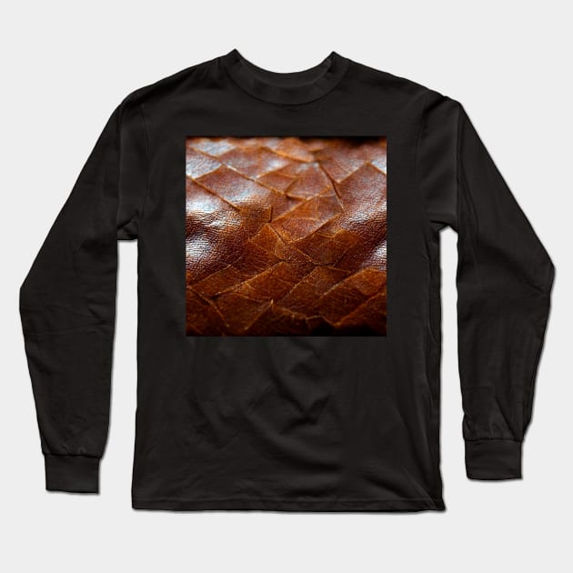 Brown Imitation leather stripes, natural and ecological leather print #24 Long Sleeve T-Shirt by Endless-Designs